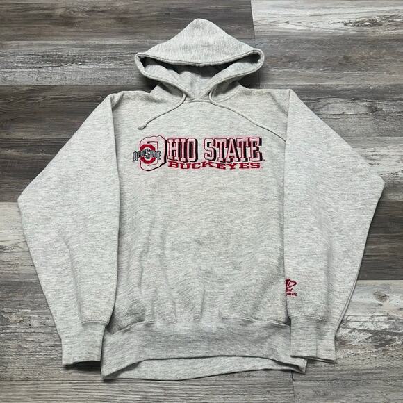 Vintage Y2K Logo Athletic Ohio State Buckeyes OSU Gray Mens‎ M Pullover Hoodie - Picture 2 of 9